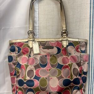 Coach Multicolor Tote with Gold Accents